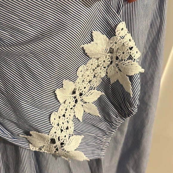 Bedford Fair Pinstripe Quarter Length Scoop Neck Top Size Large - Picture 3 of 7